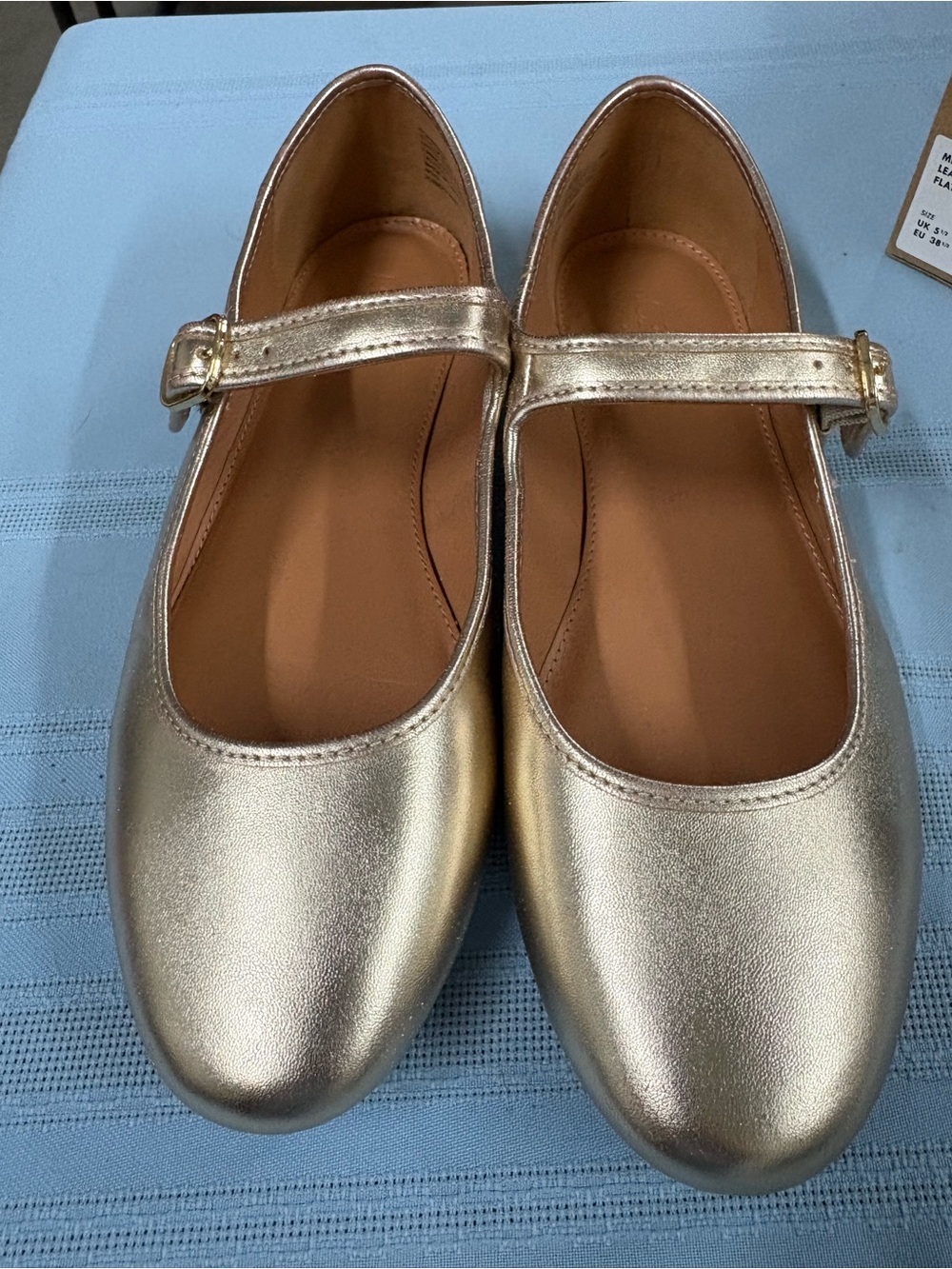 J. Crew Factory Metallic Gold Mary Jane Flats